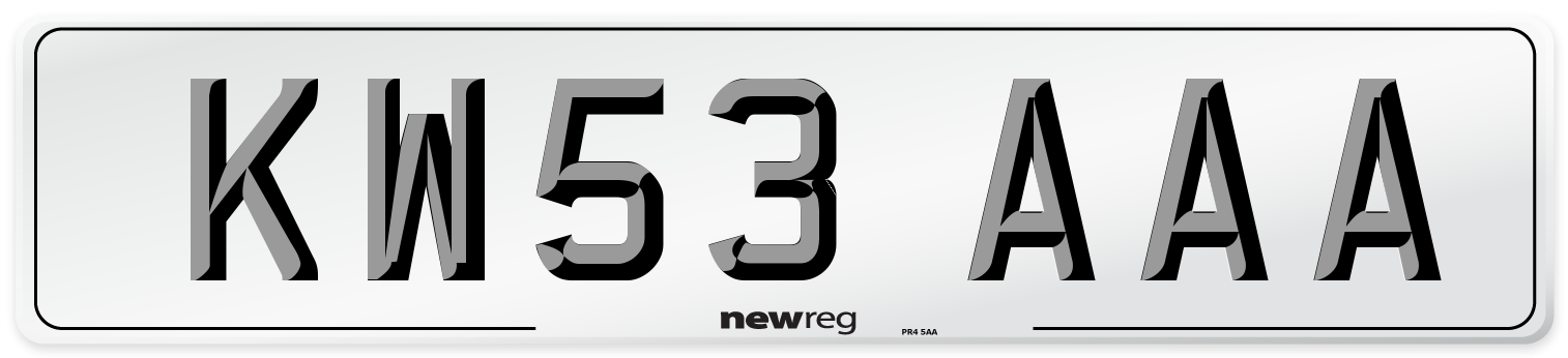 KW53 AAA Number Plate from New Reg